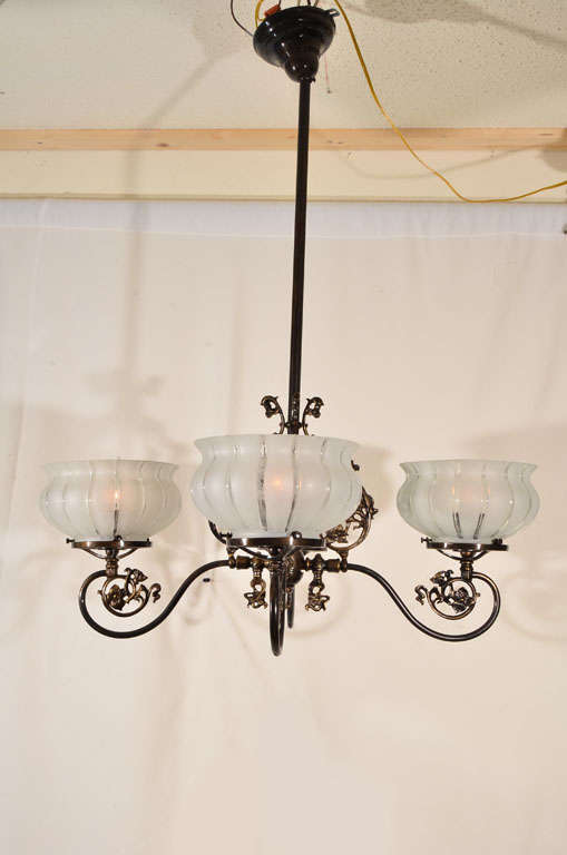 Four Light, originally gas, Victorian Light Fixture at 1stDibs