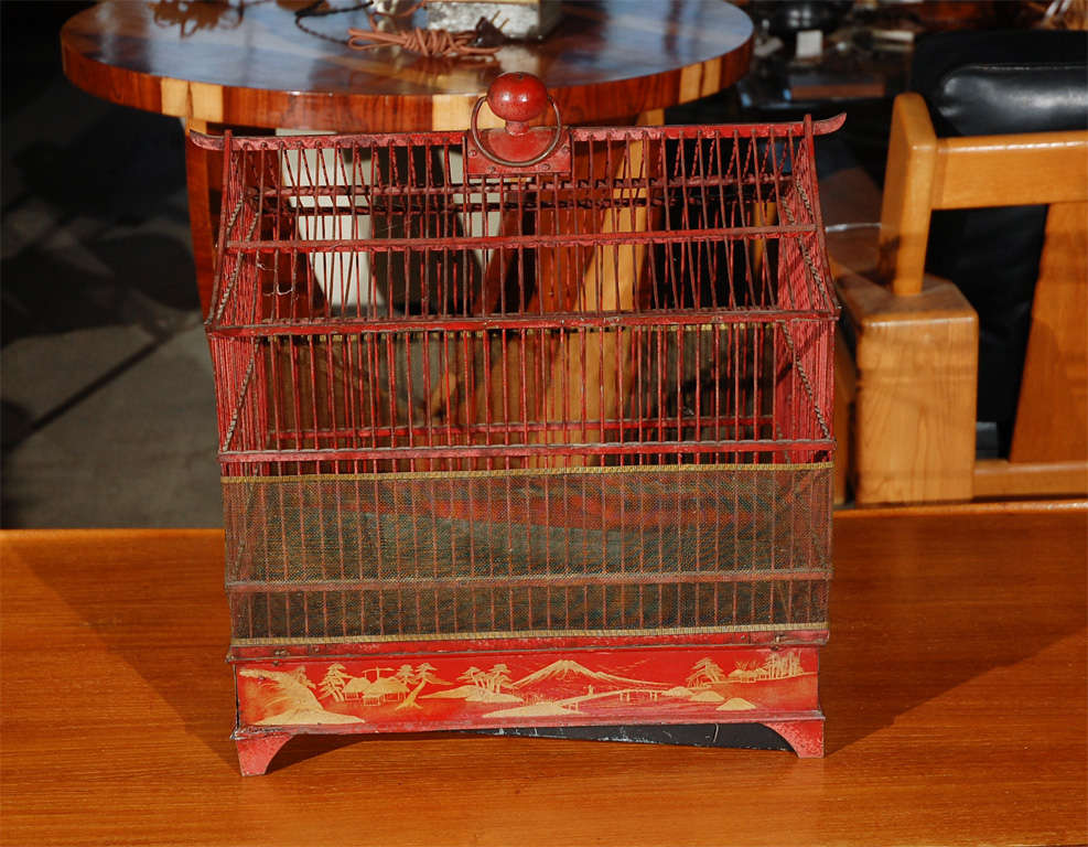 Wood Chinoiserie Bird Cage