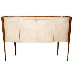 Paolo Buffa Parchment Sideboard on Tapered Legs W Curled Bentwood Encasement