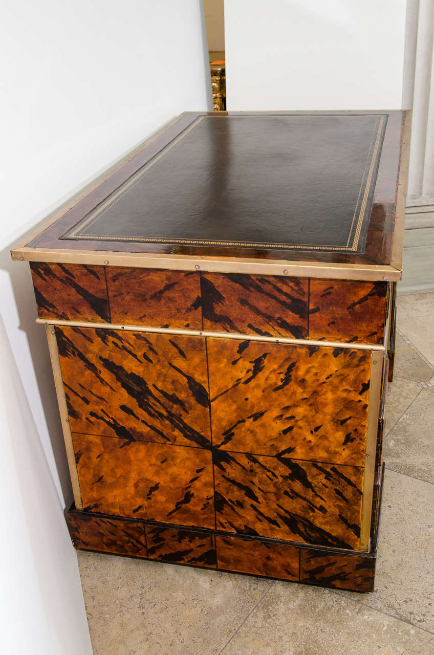 English Unusual Campaign Tortoise Shell Painted Desk