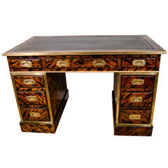 Unusual Campaign Tortoise Shell Painted Desk
