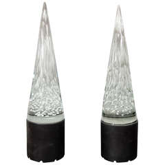 Pair of massive sculptural Murano glass lamps