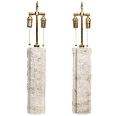 Pair of limestone lamps 8