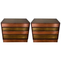 Pair of copper and brass chests of drawers