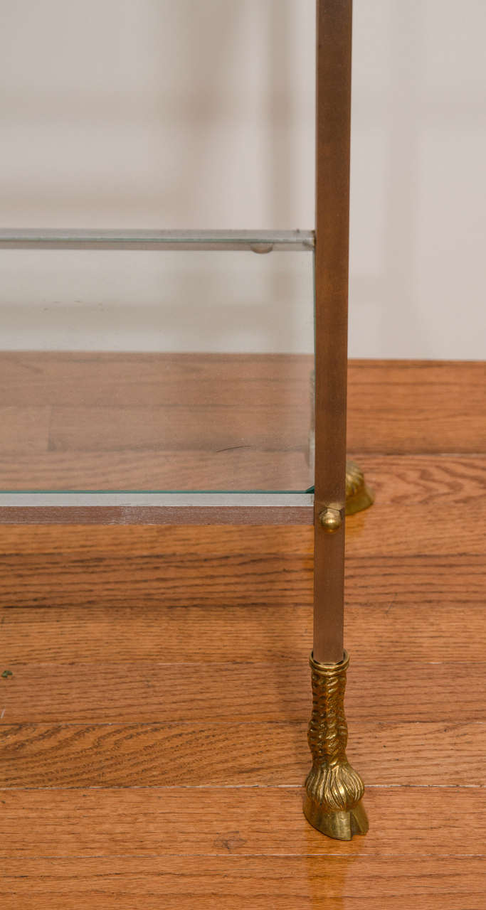 Pair of brushed nickel and brass etageres at 1stDibs