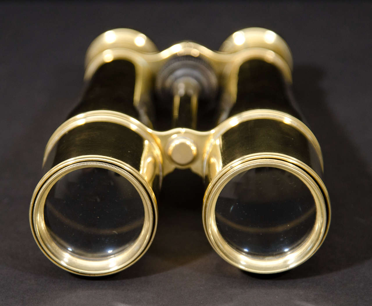 Polished Brass Telescoping Binoculars with Numbered Viewing Placements Engraved in the Brass.