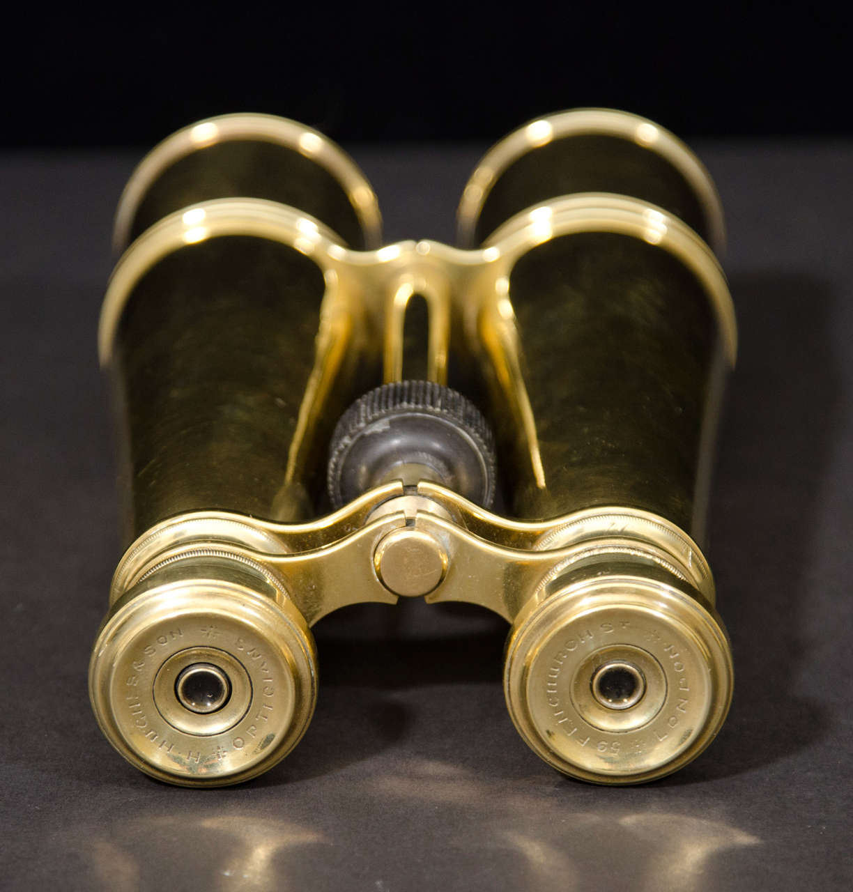 Polished Brass Telescoping Binoculars By H. Hughs & Sons For Sale 1