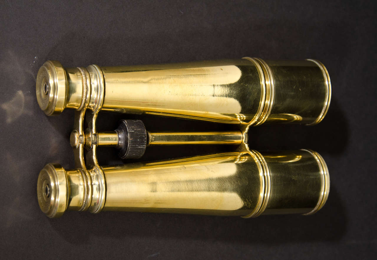 Polished Brass Telescoping Binoculars By H. Hughs & Sons For Sale 3
