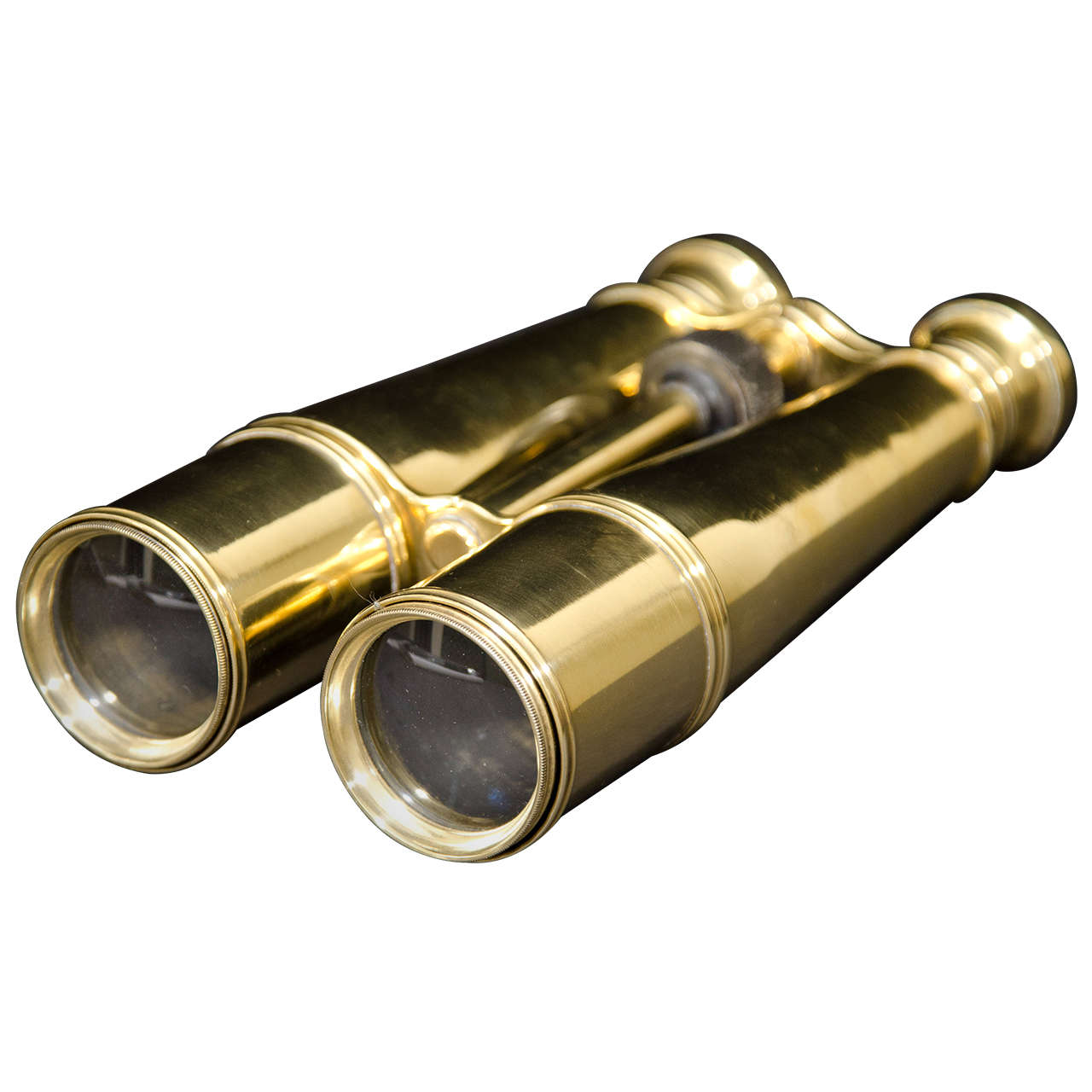 Polished Brass Telescoping Binoculars By H. Hughs & Sons For Sale