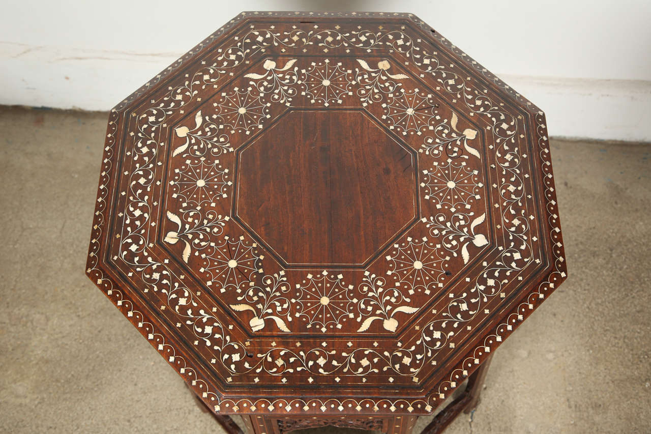 British Indian Ocean Territory 19th Century Anglo Indian Rosewood Ivory Inlaid Side Table