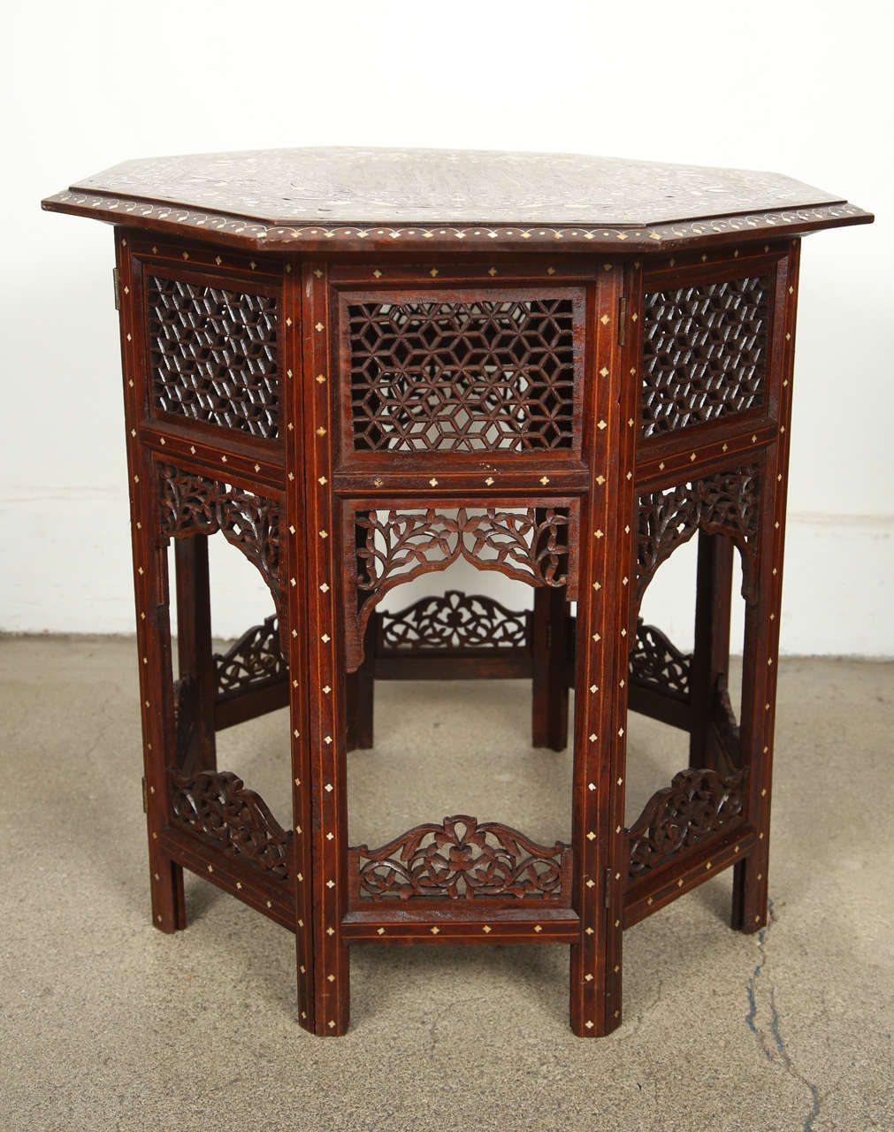 19th Century Anglo Indian Rosewood Ivory Inlaid Side Table 1