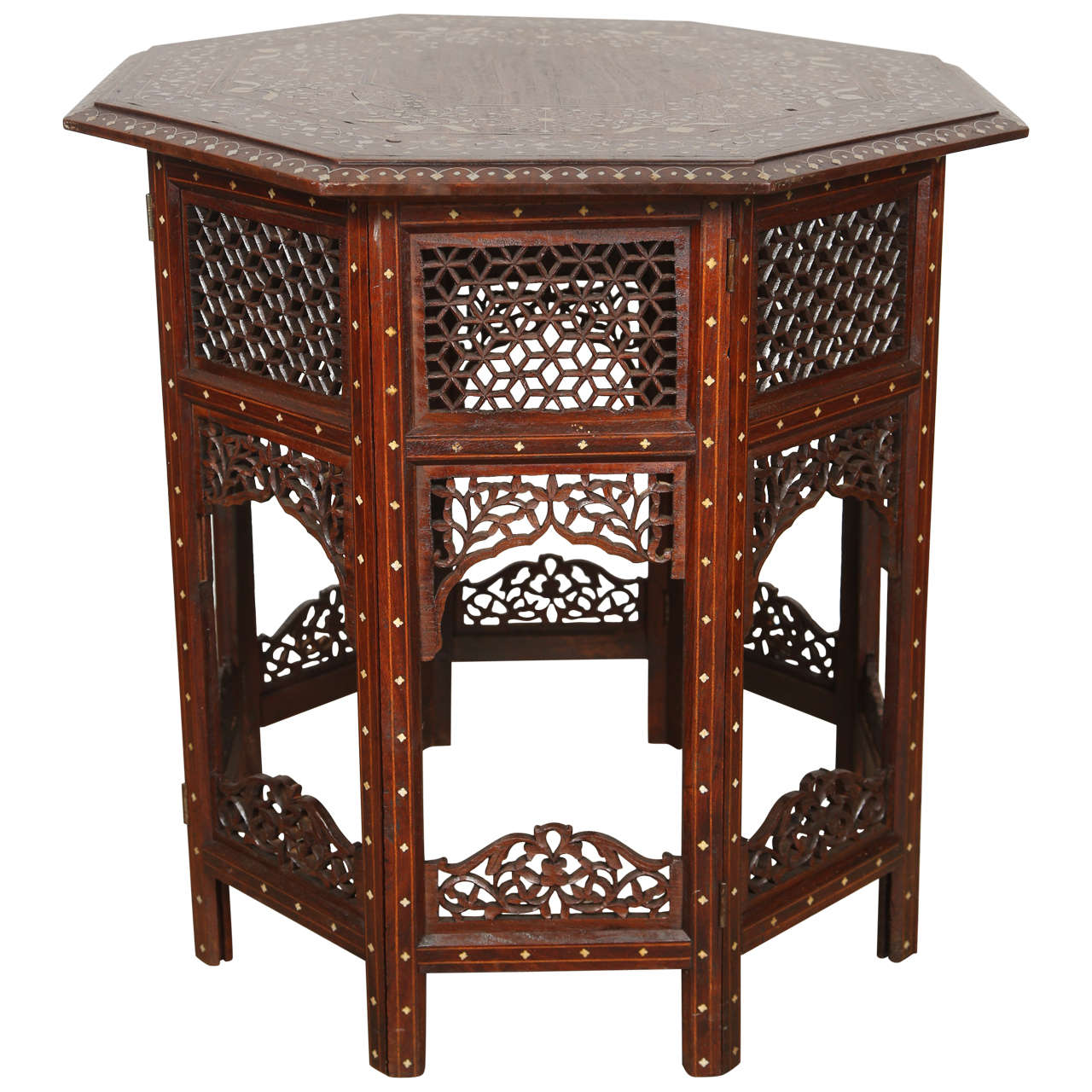 19th Century Anglo Indian Rosewood Ivory Inlaid Side Table