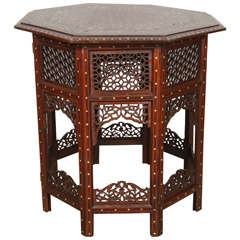 19th Century Anglo Indian Rosewood Ivory Inlaid Side Table