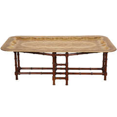 Retro Mid-Century Rectangular Brass Tray Coffee Table