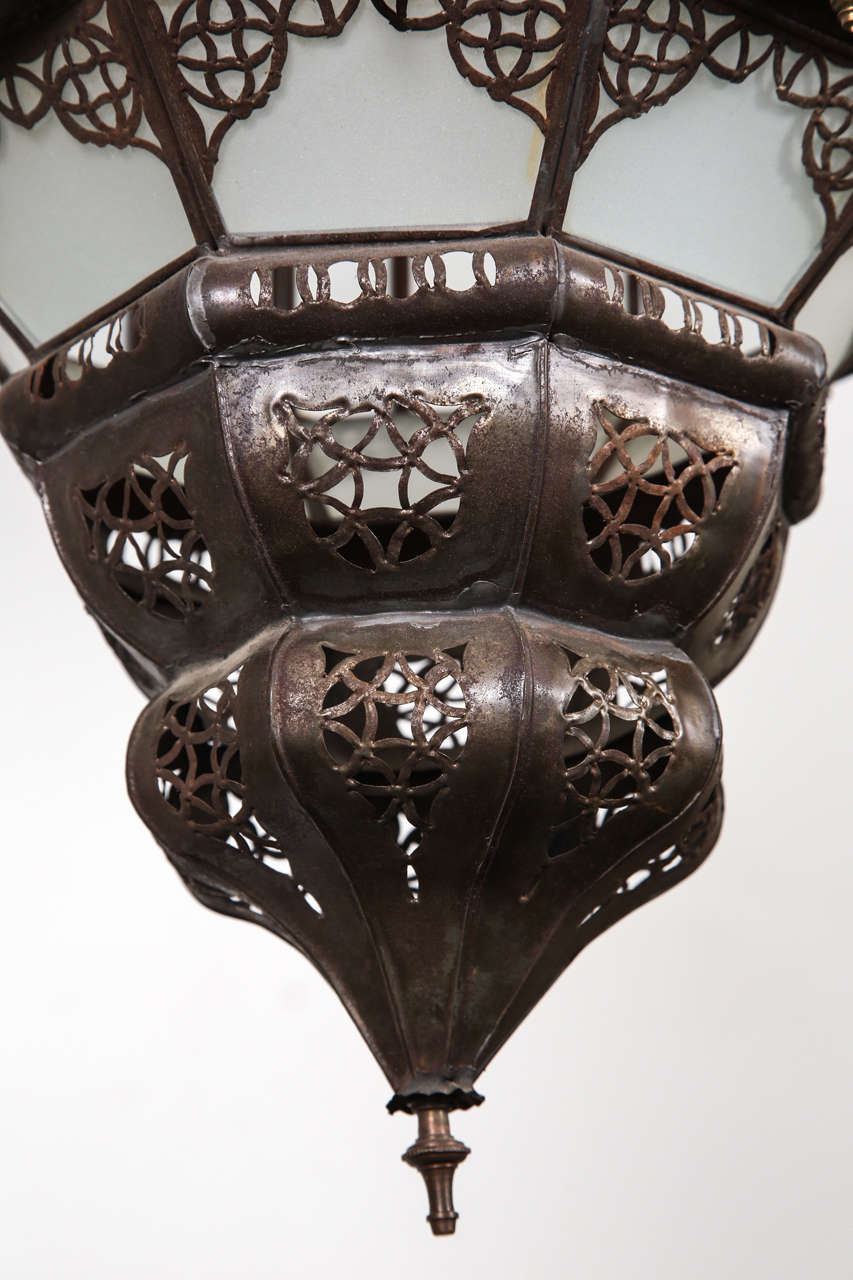 Hand-Carved Moorish Milky Glass Moroccan Pendants /Pair