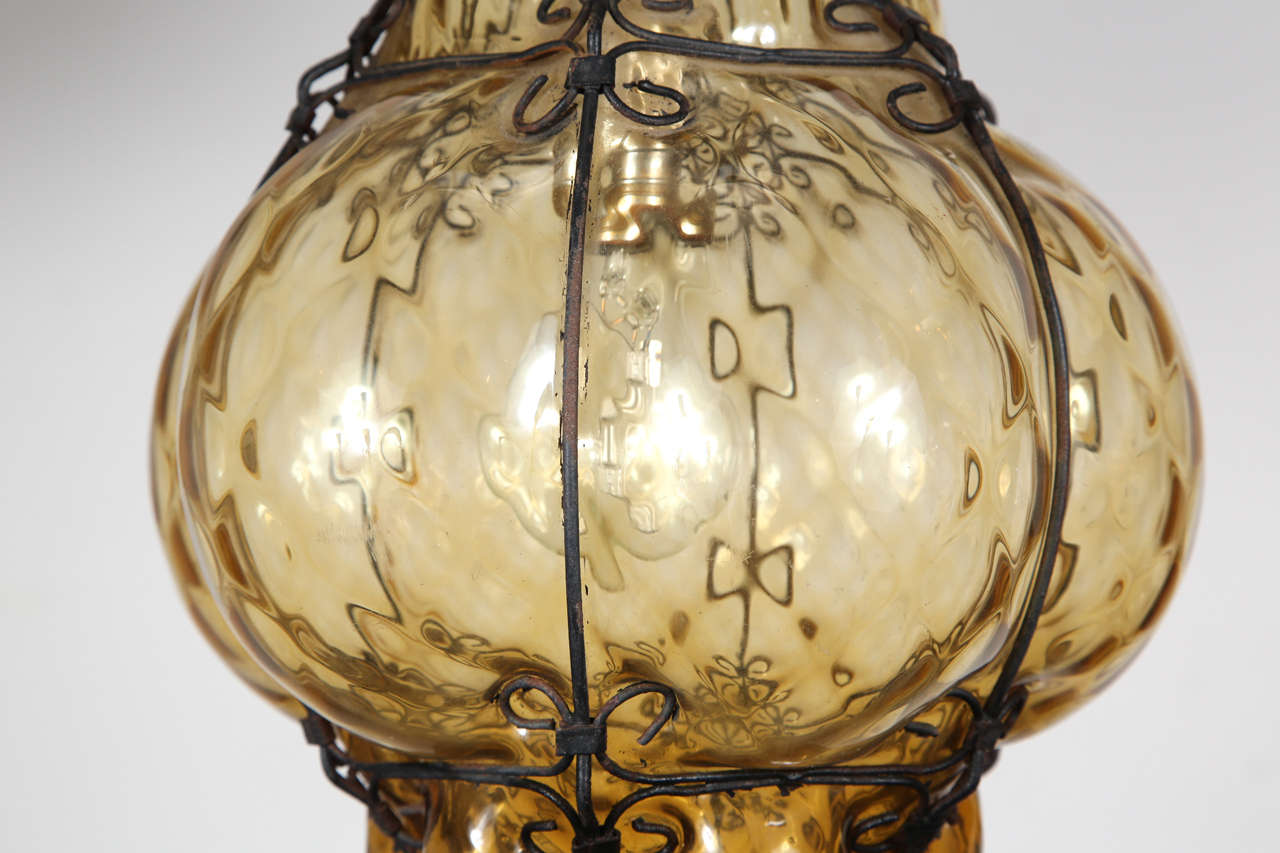 caged glass pendant light