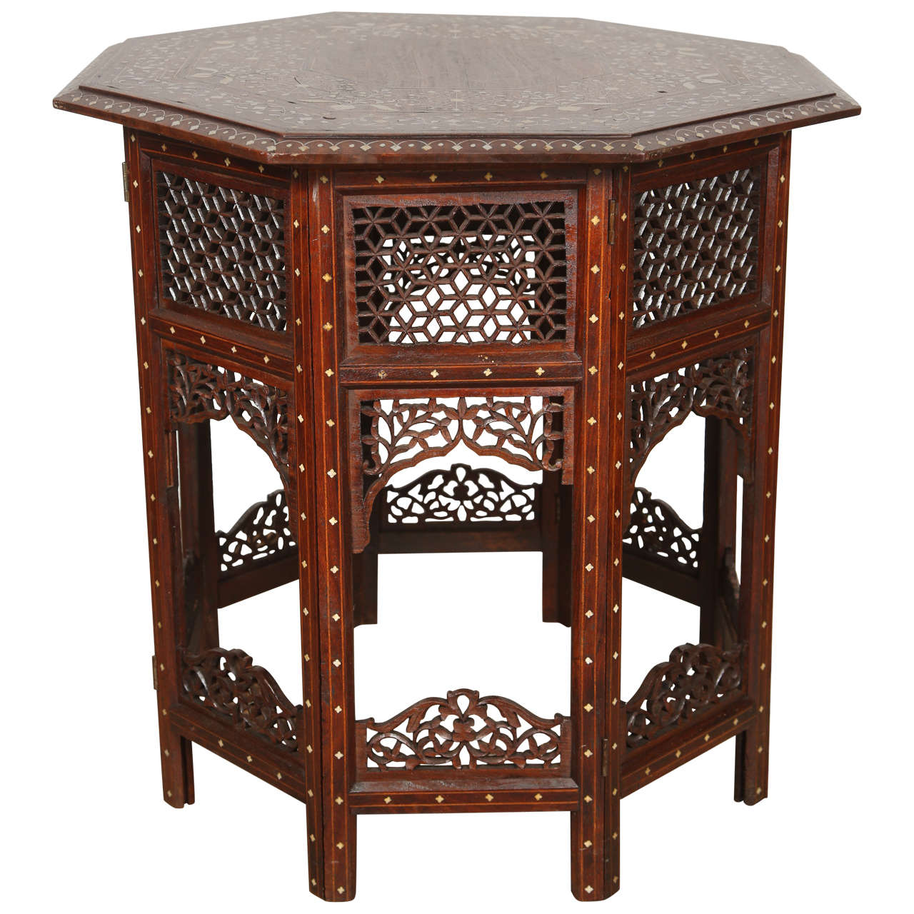 19th Century Anglo Indian Rosewood Ivory Inlaid Side Table at 1stDibs