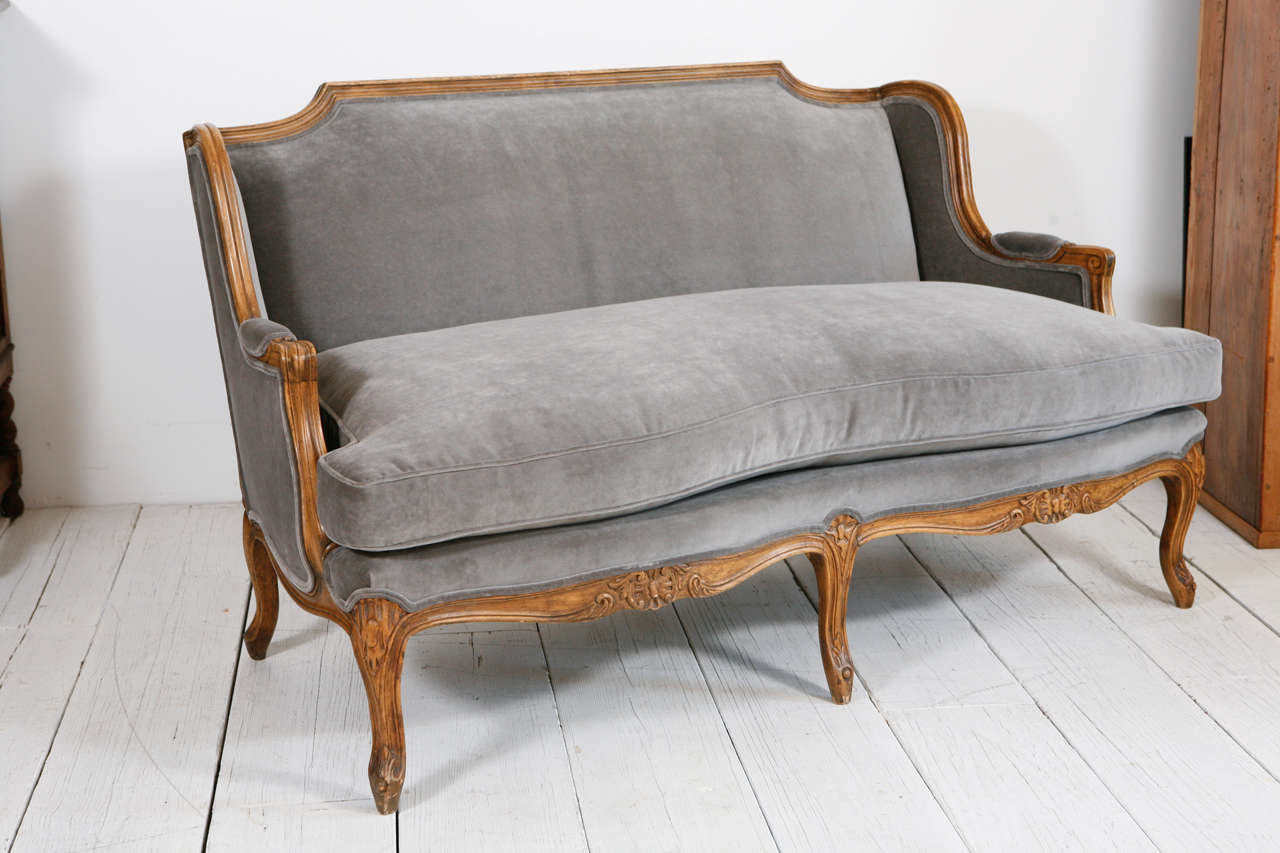 Louis XV Style Settee / Canape in Grey Velvet at 1stDibs canape velvet