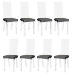 Graceful Set of 8 Lucite Chairs
