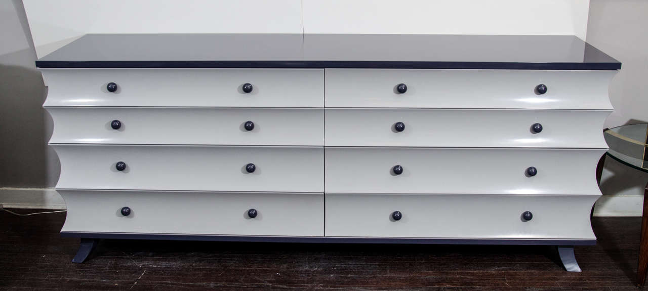 Custom High Gloss Lacquer Curved Drawer Dresser