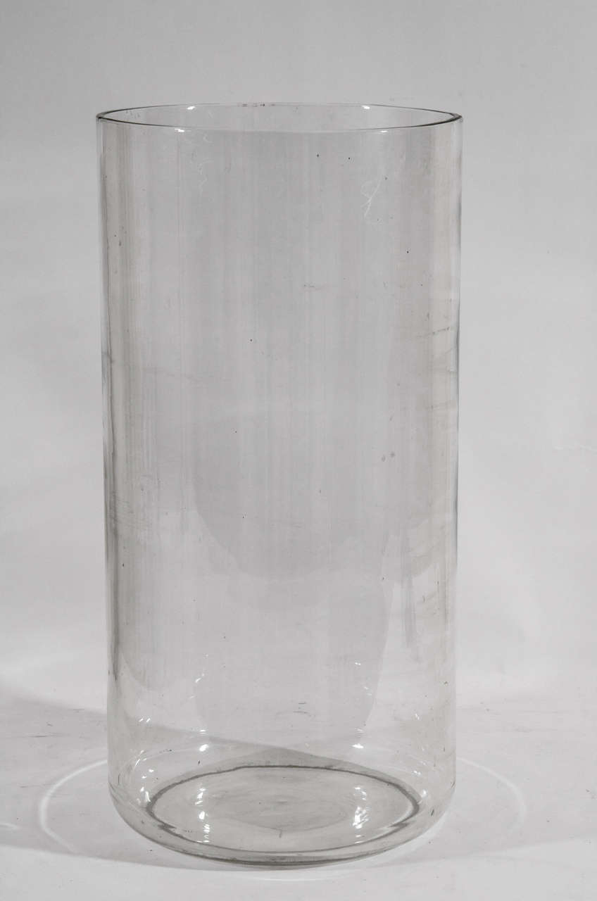 Large Vintage Glass Receptacle; ideal for use as an Umbrella Stand, Labeled 