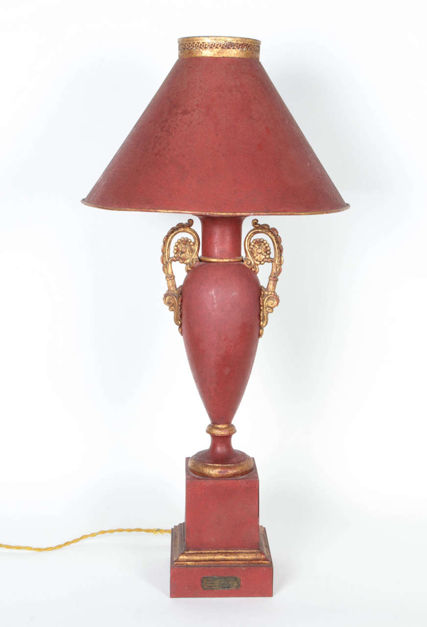 Louis Philippe Pair of 19th-Century Metal Louis-Philippe Lamps with Original Matching Shades