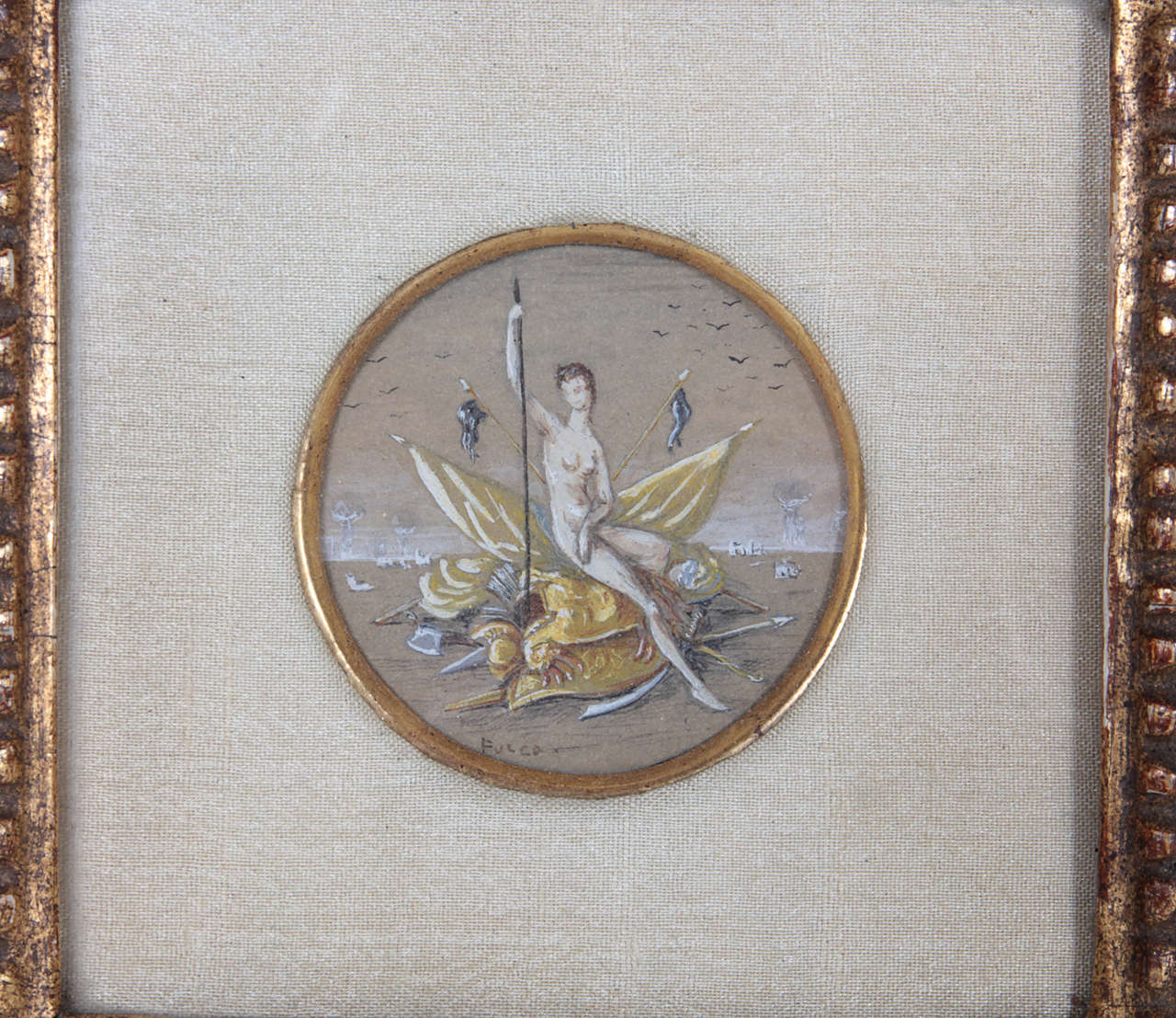 Italian Rare miniature painting by the legendary jeweler Fulco di Verdura