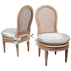 Pair of Small, Caned 1930s Louis XVI-Style Chairs