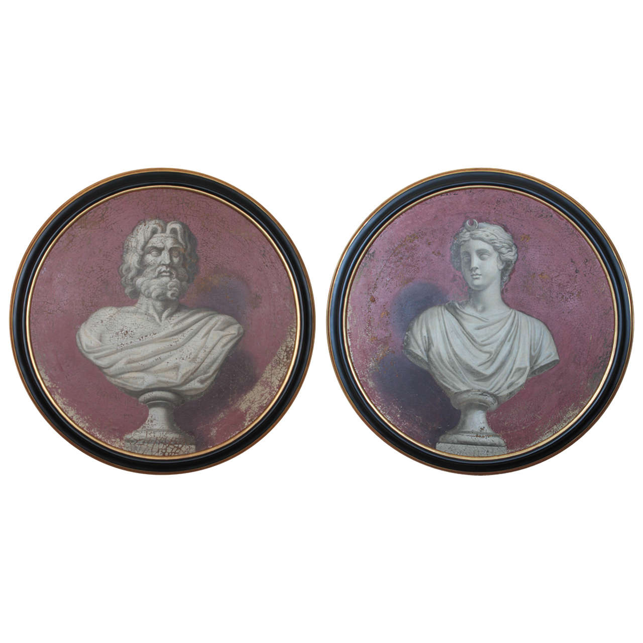Pair of 18th Century English Paintings of Zeus and Artemis