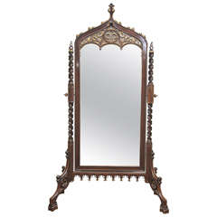 An Exceptionally Fine 19th-Century Neo-Gothic Cheval mirror
