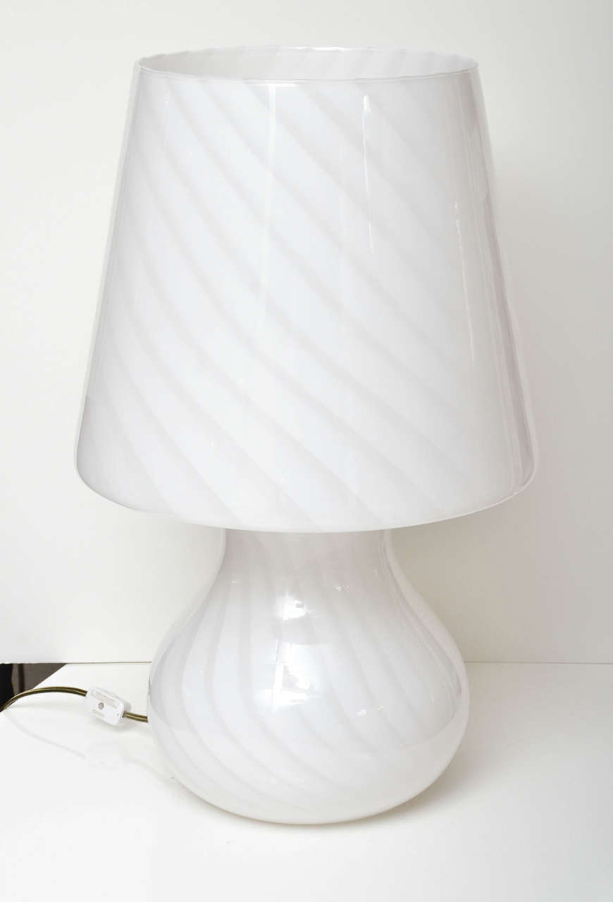 Mid-Century Modern Attractive and Unusual Pair of Murano White Glass Lamps For Sale