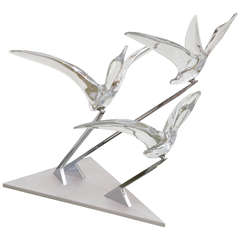 Daum Sculpture of "Birds in Flight"