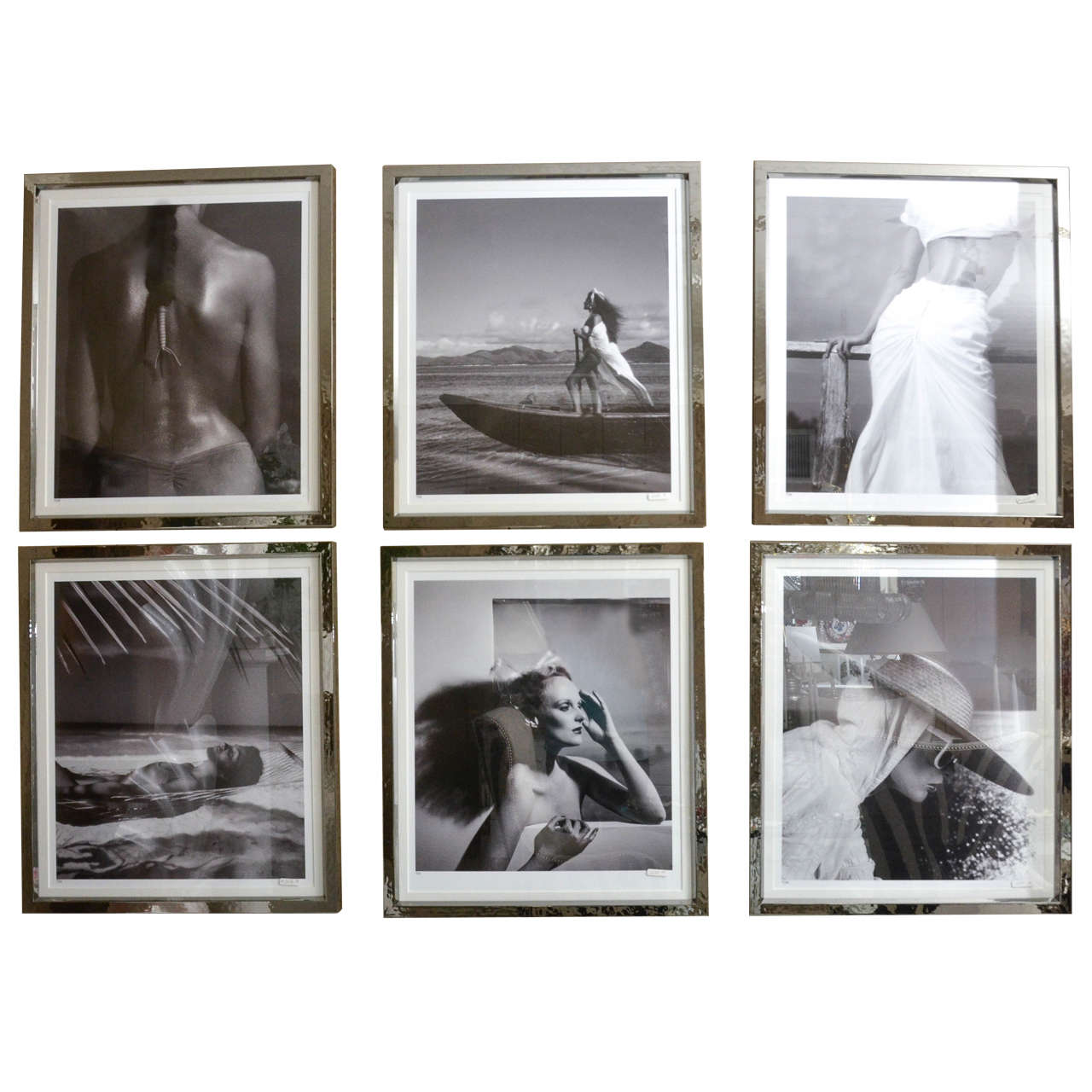 Fashion Photographs by Willie Christie in Silvered Metal Frames For Sale