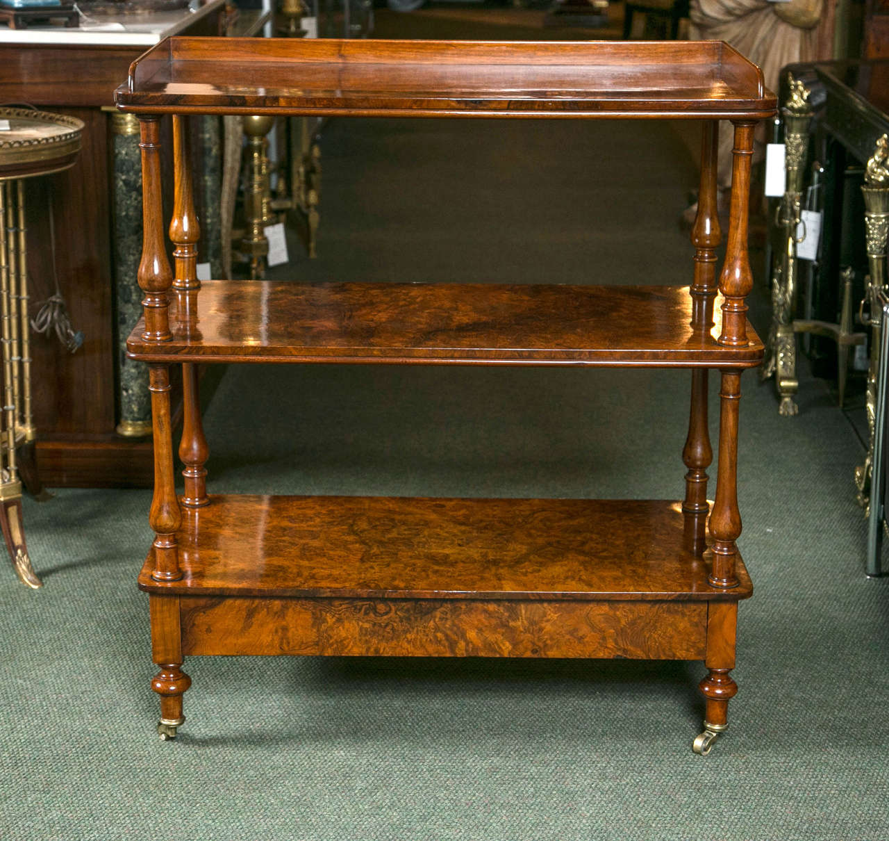 English Circassian Walnut Étagère