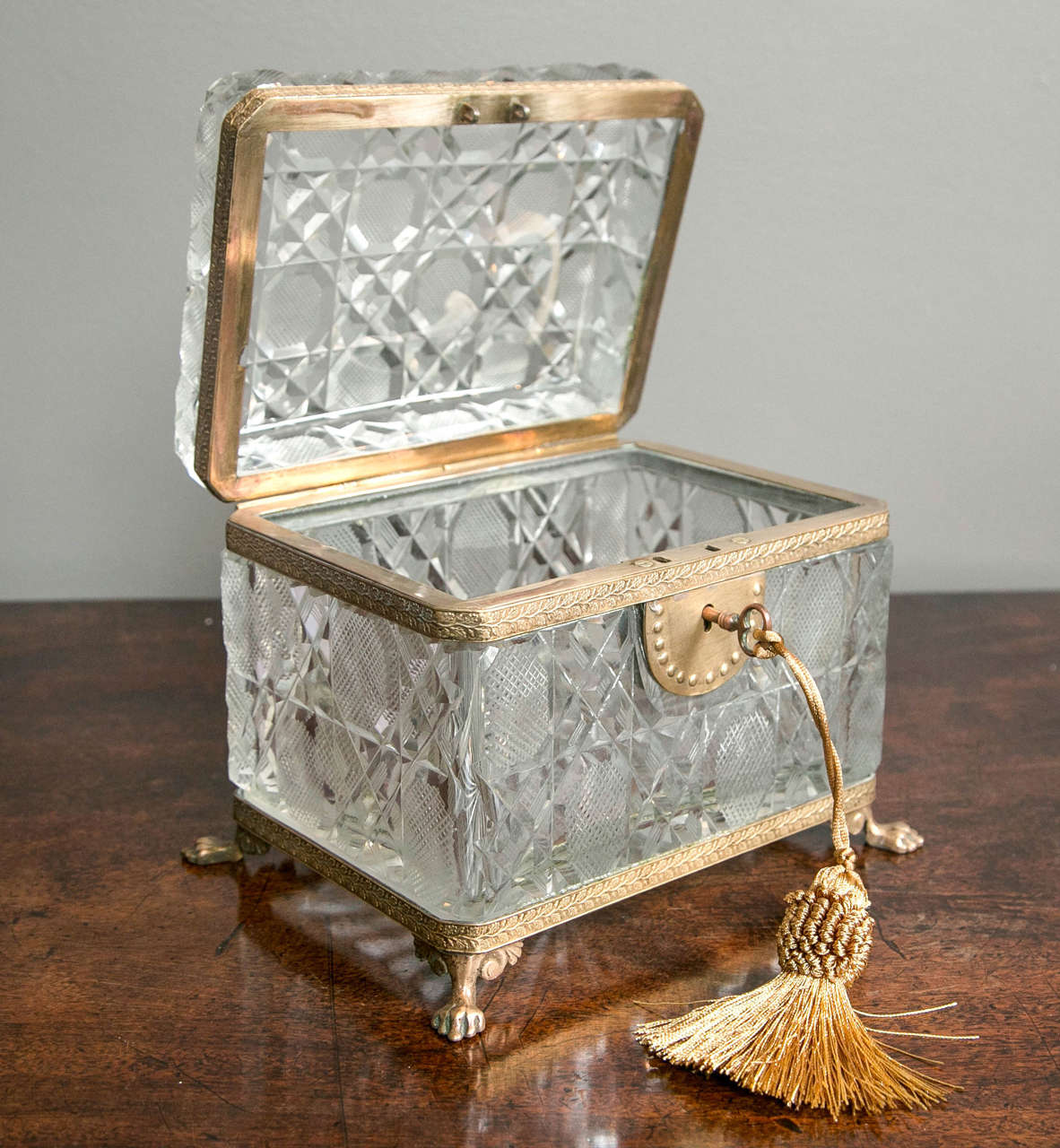 20th Century Large Antique Cut Crystal Box