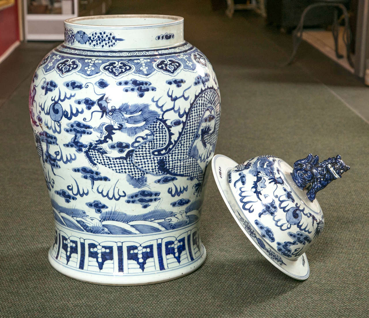 Porcelain Palace Size Chinese Lidded Urn