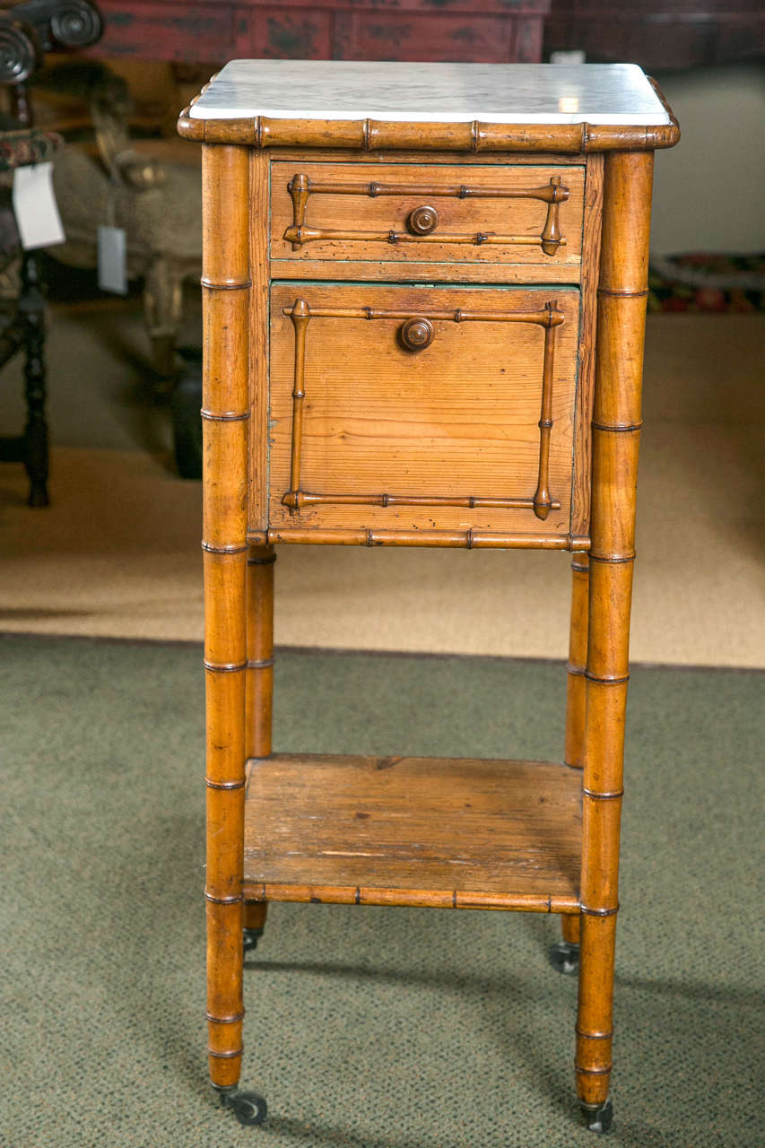French Faux Bamboo Nightstand at 1stdibs
