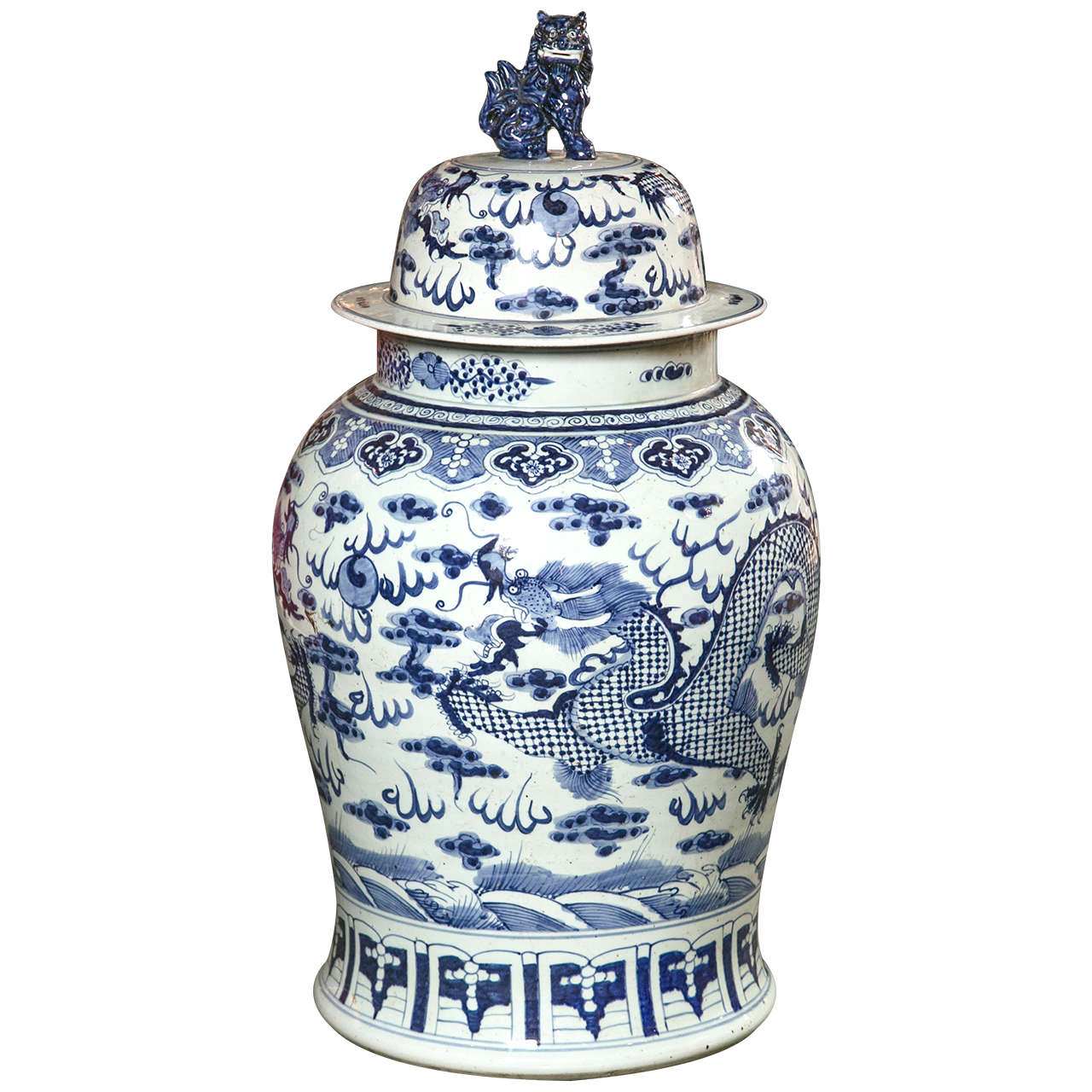 Palace Size Chinese Lidded Urn For Sale at 1stdibs