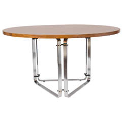 French Modernist Dining Table with Wenge Wood Top