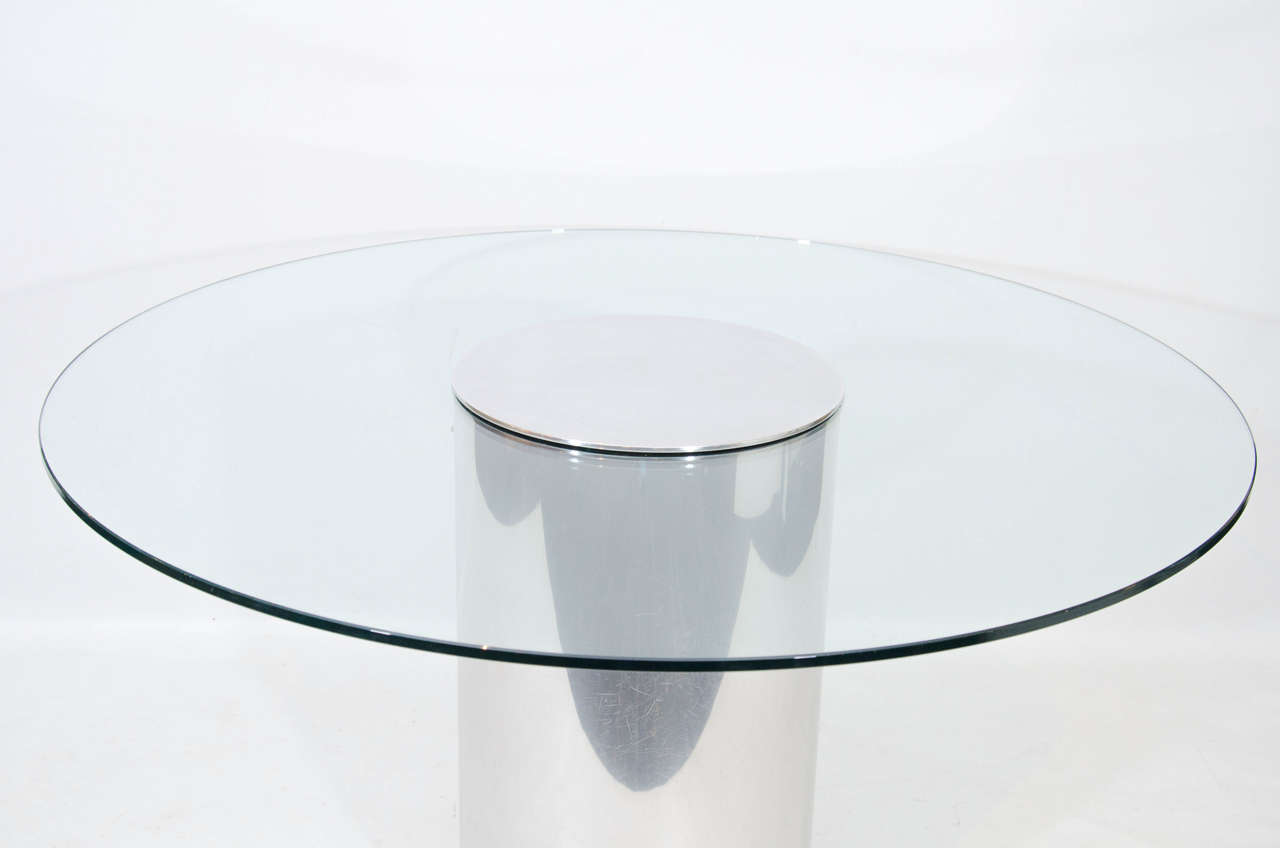 American Polished Aluminum Pedestal Dining Table