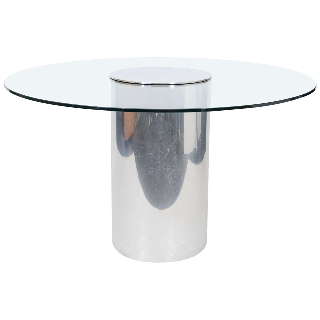 Polished Aluminum Pedestal Dining Table