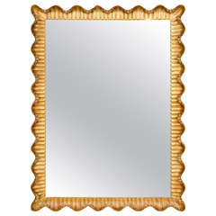 Gilt Decorative Modern Mirror with Scalloped Frame