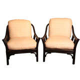 Pair of McGuire black/tobacco bamboo chairs