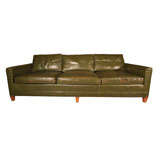 Olive Green Vintage Leather Couch