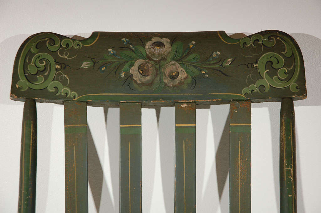 19THC ORIGINAL PAINT DECORATED ROCKING CHAIR FROM LANCASTER , PA. 1