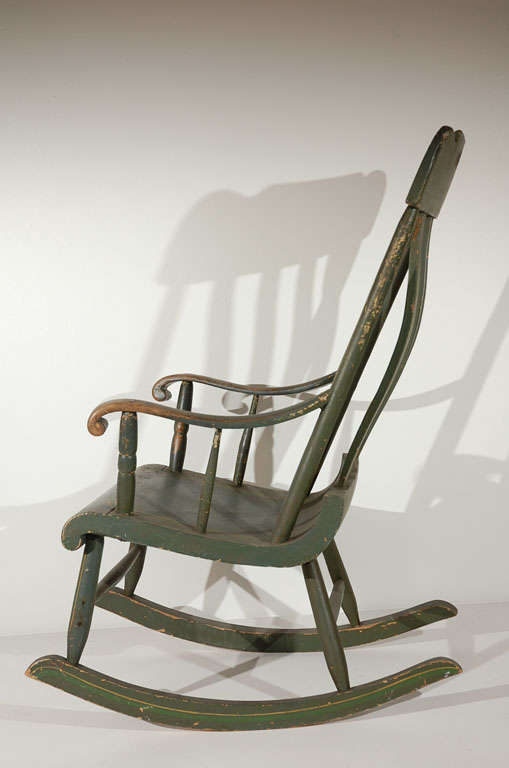 19THC ORIGINAL PAINT DECORATED ROCKING CHAIR FROM LANCASTER , PA. 2