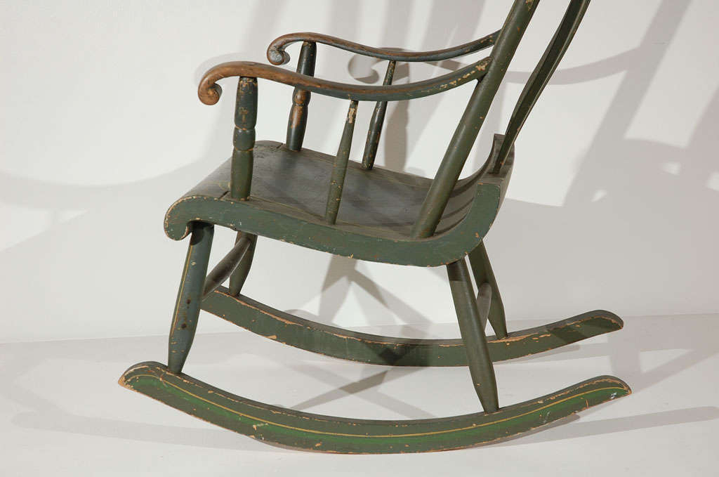 19THC ORIGINAL PAINT DECORATED ROCKING CHAIR FROM LANCASTER , PA. 3