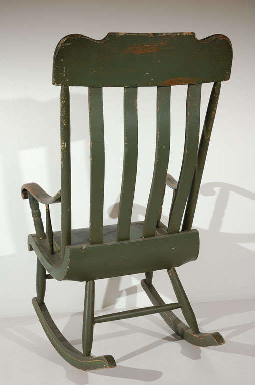 19THC ORIGINAL PAINT DECORATED ROCKING CHAIR FROM LANCASTER , PA. 4
