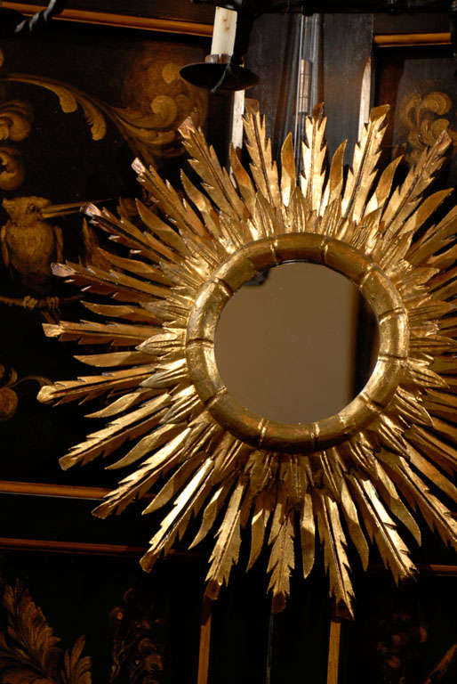 Wood French Sunburst Mirror