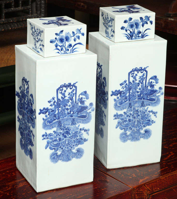 Unusual Square Porcelain Canisters